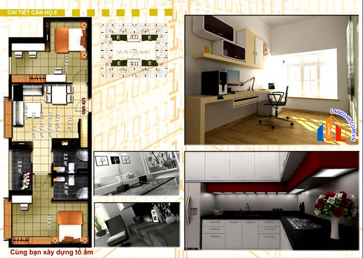 Thiết kế chi tiết căn E căn hộ Nhựt Quang Bình Tân