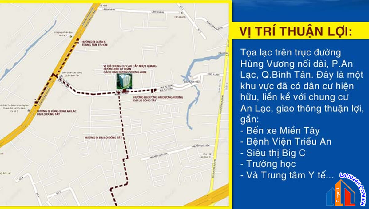 Dự án tọa lạc tại đường Bùi Tự Toàn, Phường An Lạc, Quận Bình Tân, Thành phố Hồ Chí Minh