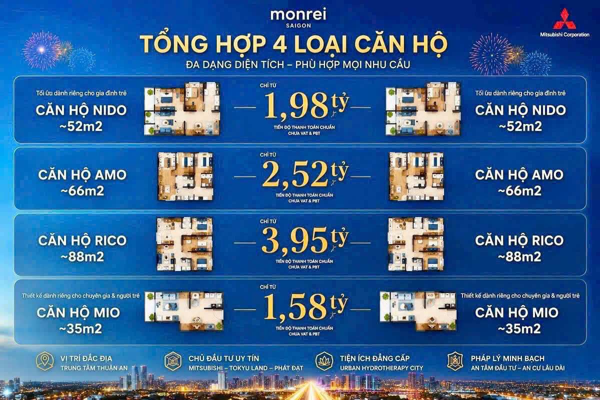 Bảng Giá Bán &amp; Chính Sách Thanh Toán Monrei Saigon (Mới Nhất)
