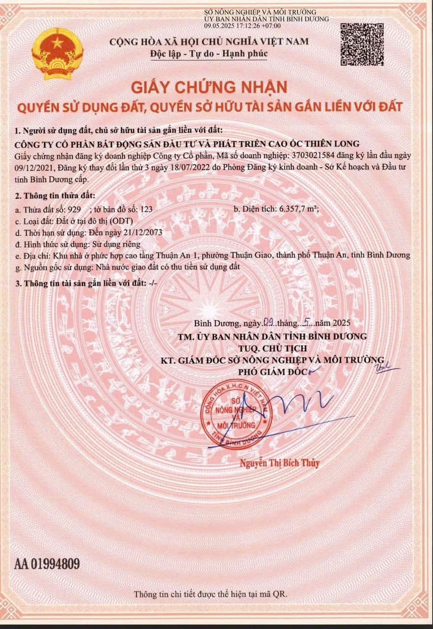 Giấy chứng nhận quyền sử dụng đất Sổ hồng dự án Monrei Saigon tờ 2