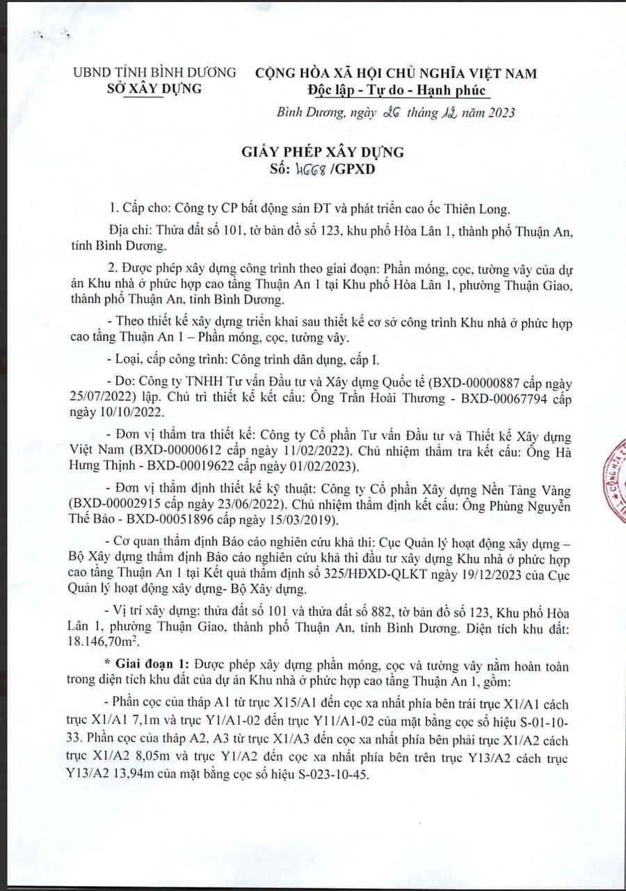 Giấy phép xây dựng phần móng dự án Monrei Saigon