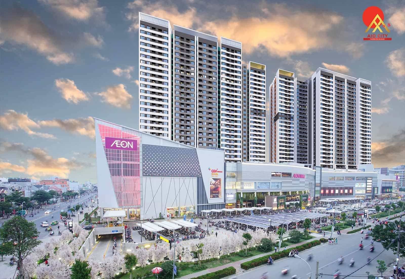 Phối cảnh quy mô 4 block tháp căn hộ dự án Aio City Hoa Lâm Bình Tân