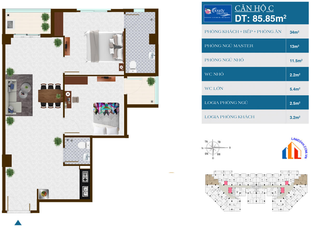 CHUNG CƯ CLOUDY ĐẦM SEN