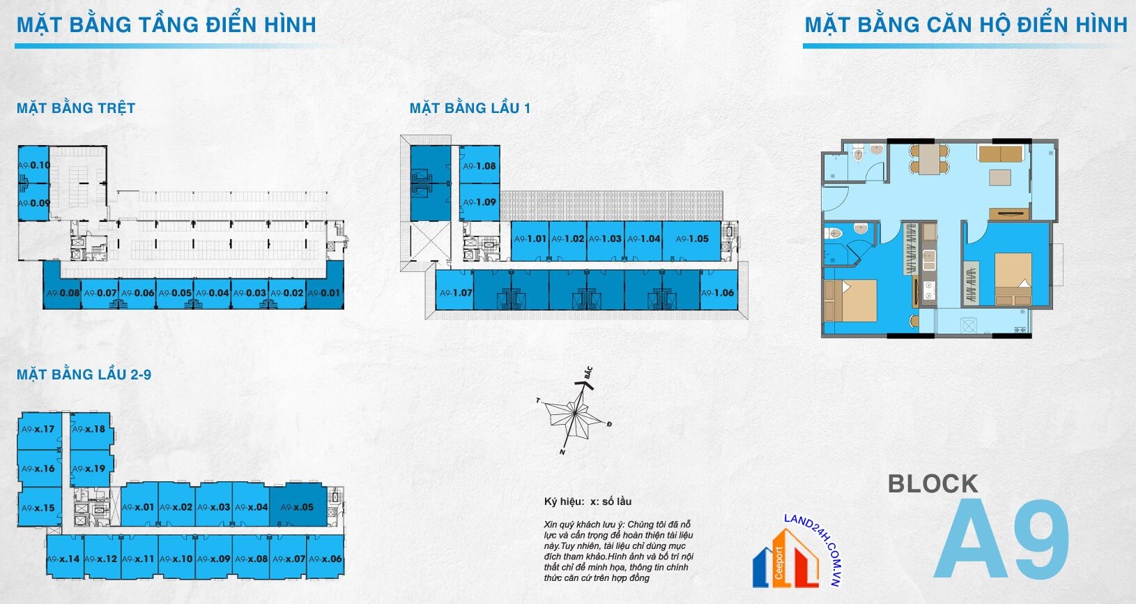 Mặt bằng block A9 Ehome3