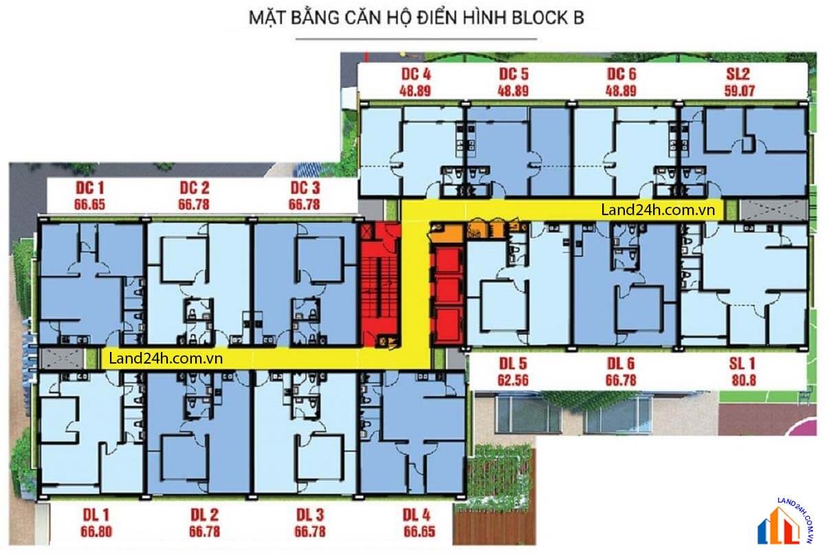 Mặt bằng tầng 4-21 block B Diamond Lotus Lake View