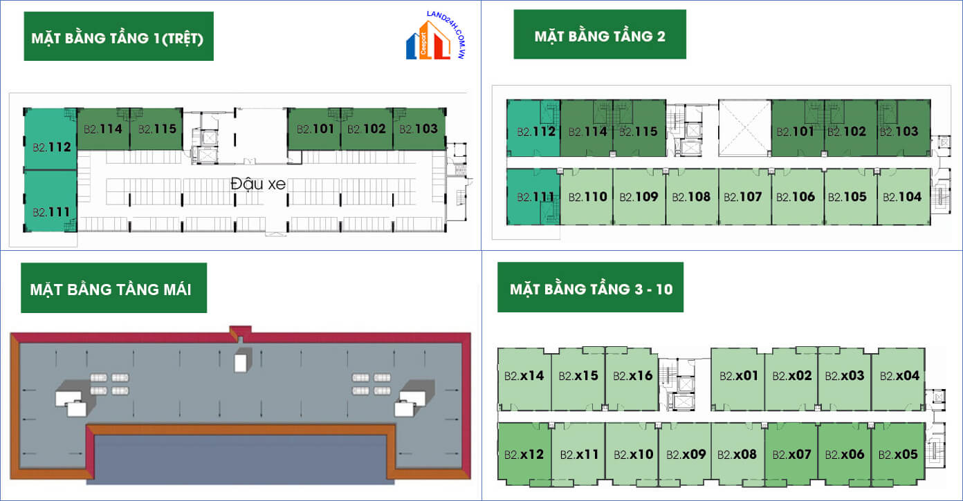 Mặt bằng block B2 chung cư Ehome3