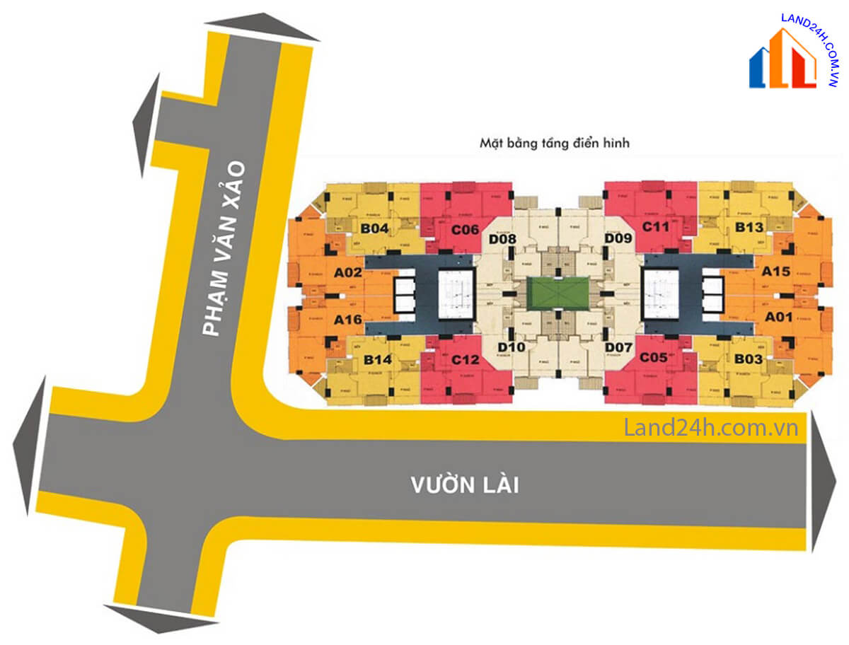 Mặt bằng tầng căn hộ cao ốc Kim Hồng – Fortuna