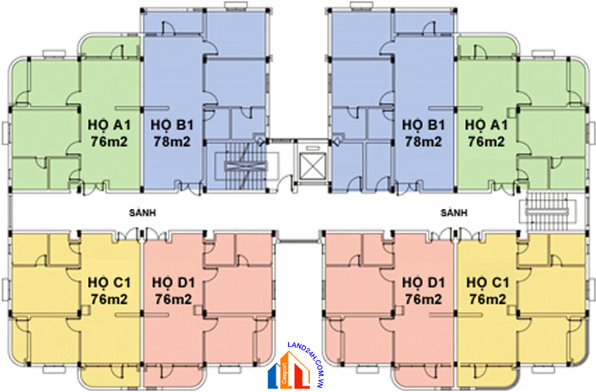 Mặt bằng tầng 1-4 dự án Nhất Lan 1