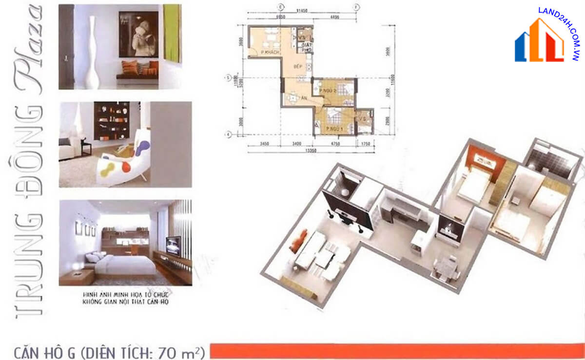 Thiết kế chi tiết căn G – Diện tích 70 m2 Trung Đông Plaza