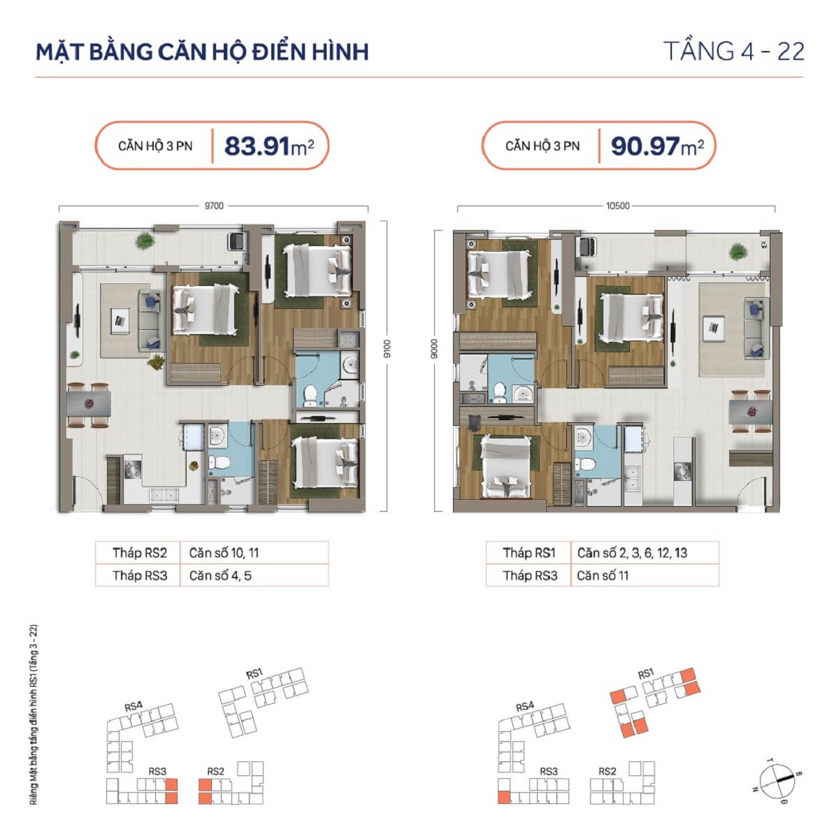 Thiết kế chi tiết căn 83m2 – 91m2