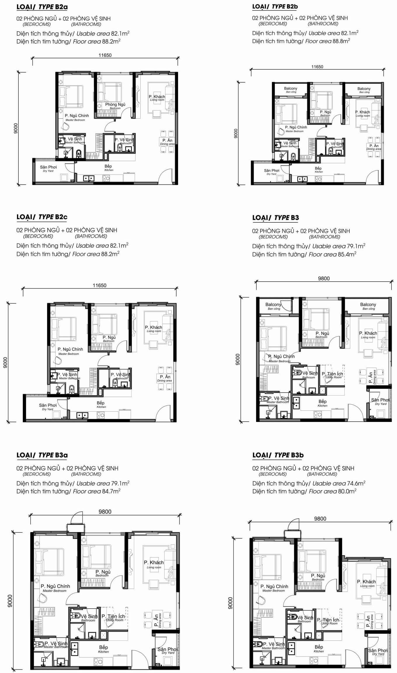 Thiết kế căn B2a-B2b-B2c-B3-B3a-B3b phân khu Alnata Plus