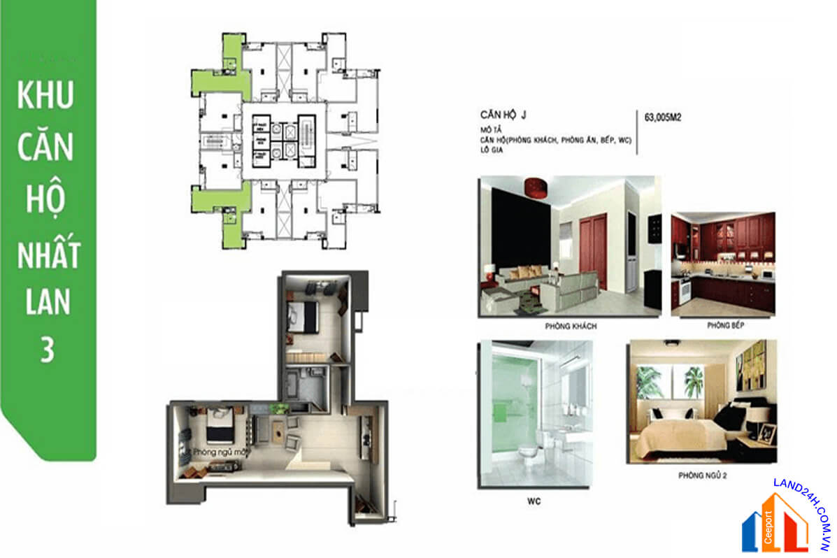 Thiết kế chi tiết căn J – Diện tích 63m2