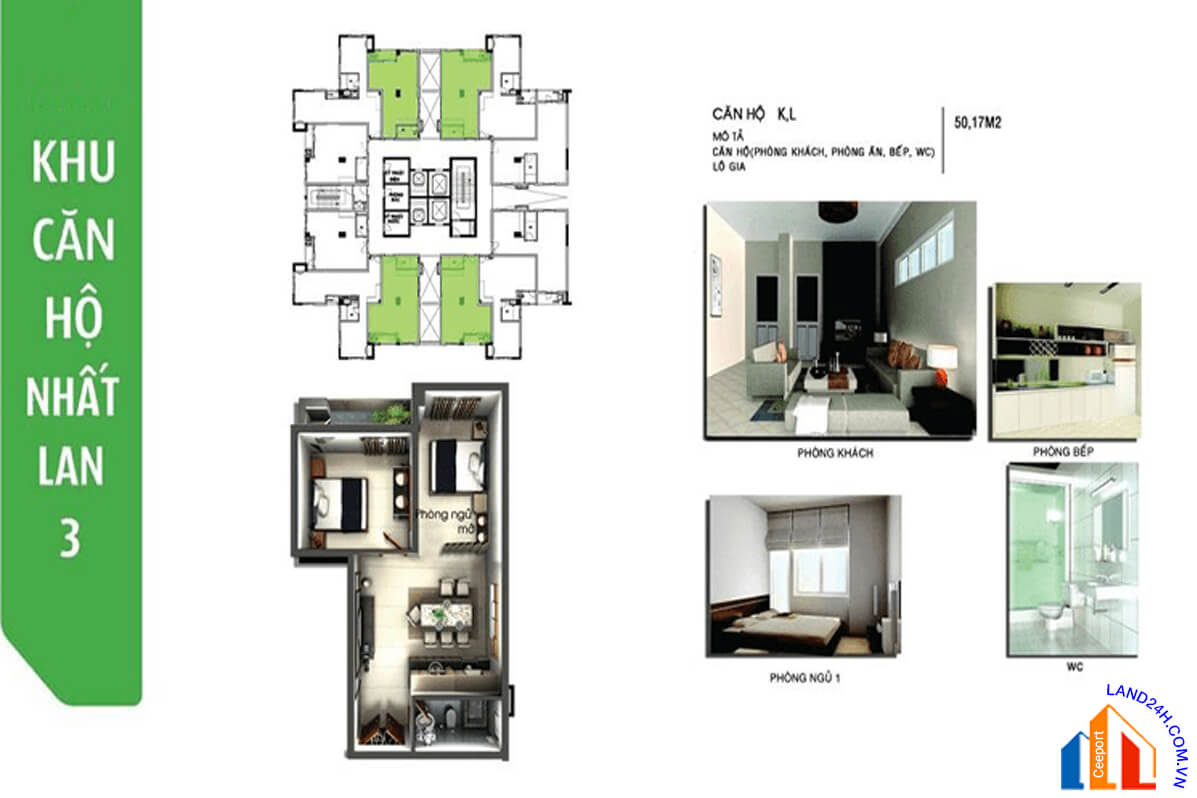 Thiết kế chi tiết căn K-L – Diện tích 50,17m2