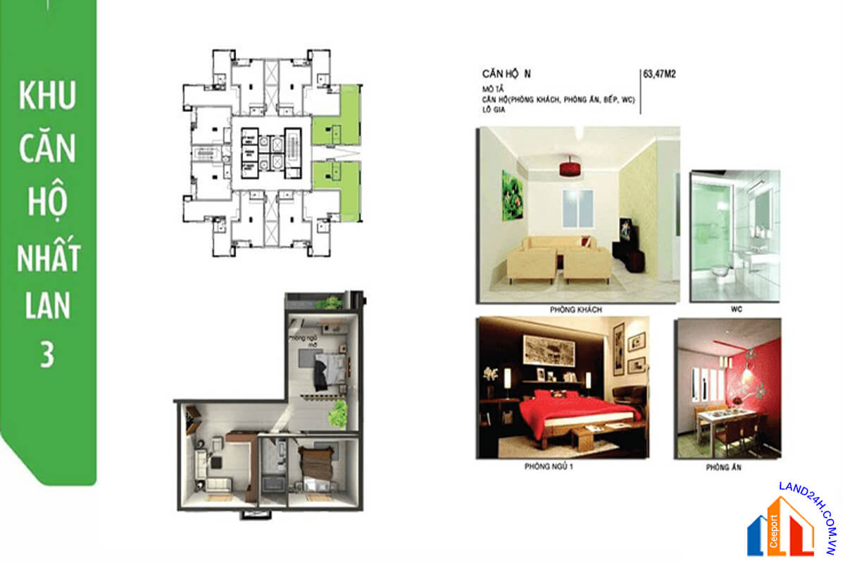 Thiết kế chi tiết căn N – Diện tích 63,47m2