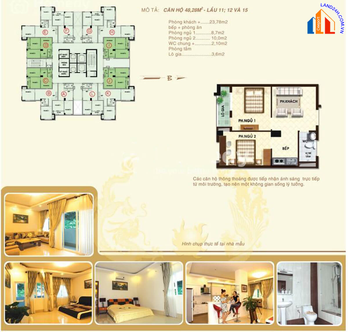 Thiết kế chi tiết căn hộ 48,28m2 chung cư Long Phụng