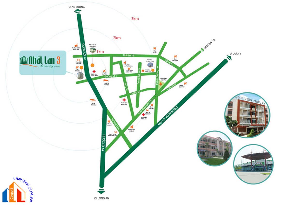 Nhất Lan 3 tọa lạc ngay mặt đường quốc lộ 1A, Phường Tân Tạo A, Quận Bình Tân, Thành phố Hồ Chí Minh