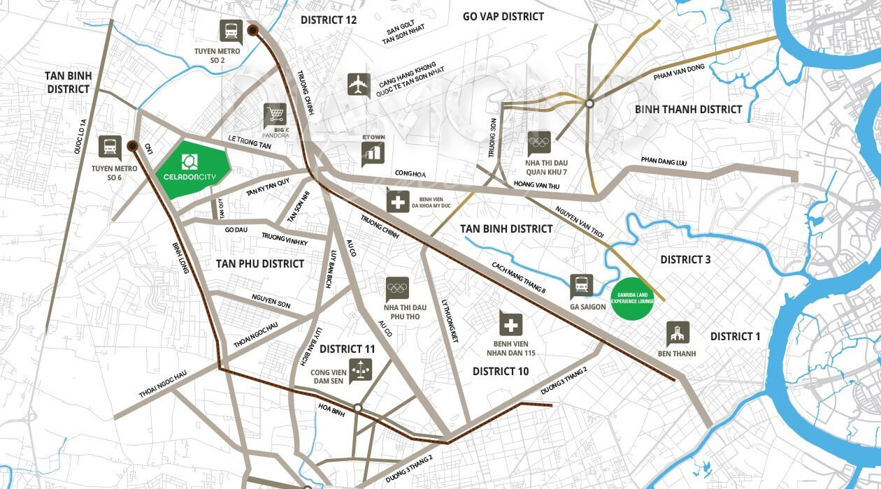 Celadon Tân Phú tọa lạc tại cửa ngõ Tây Bắc thành phố Hồ Chí Minh