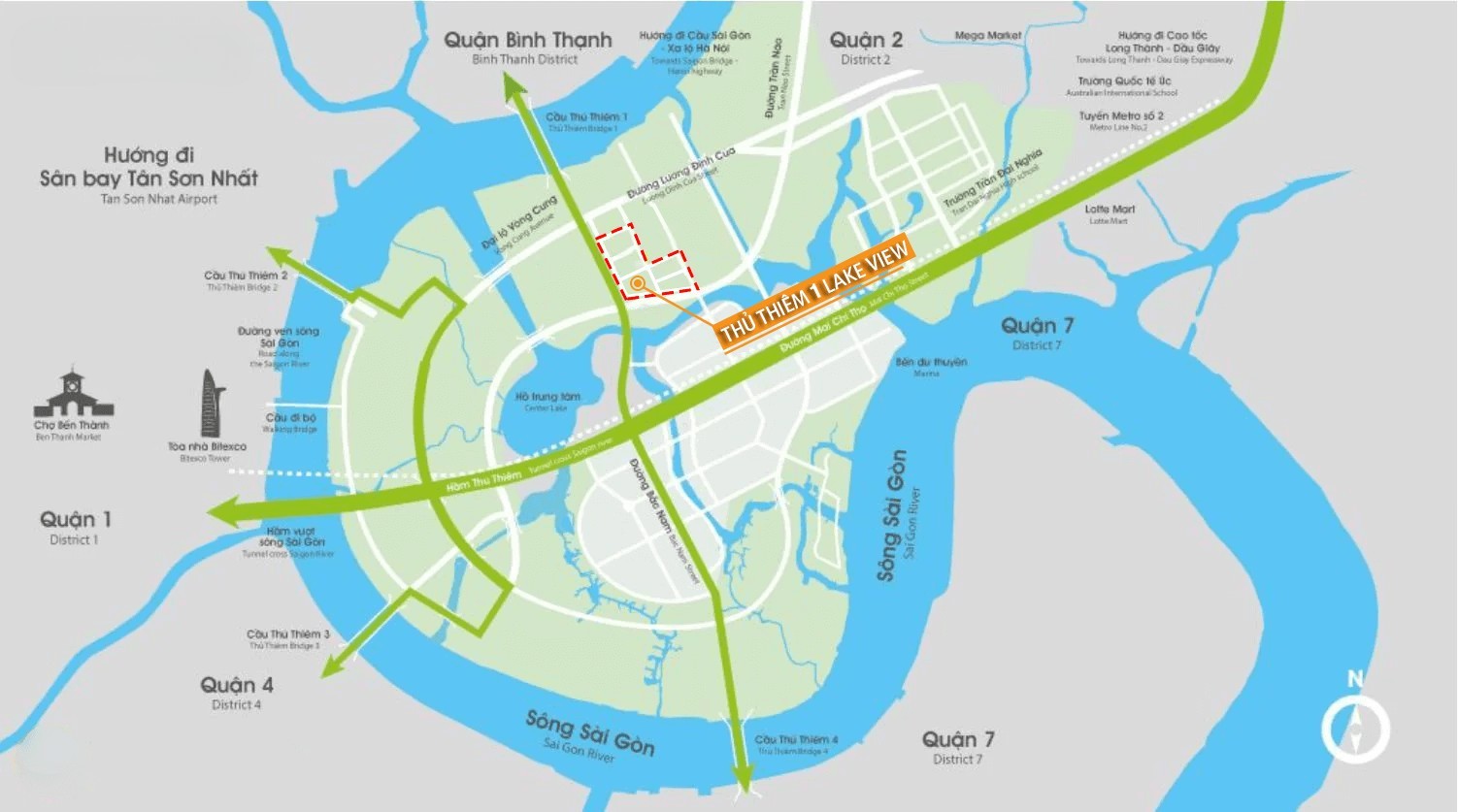 Sơ đồ bản đồ vị trí dự án Thủ Thiêm Lakeview 1 tại ô đất 3.1 Khu đô thị mới Thủ Thiêm