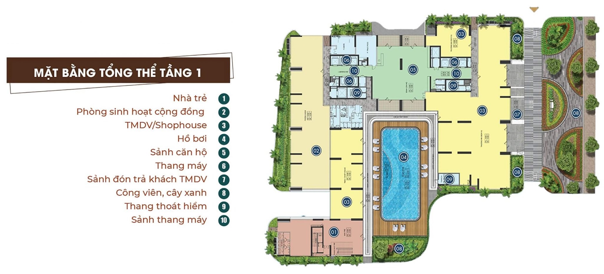 Mặt bằng tầng 1 dự án Phúc Đạt Tower