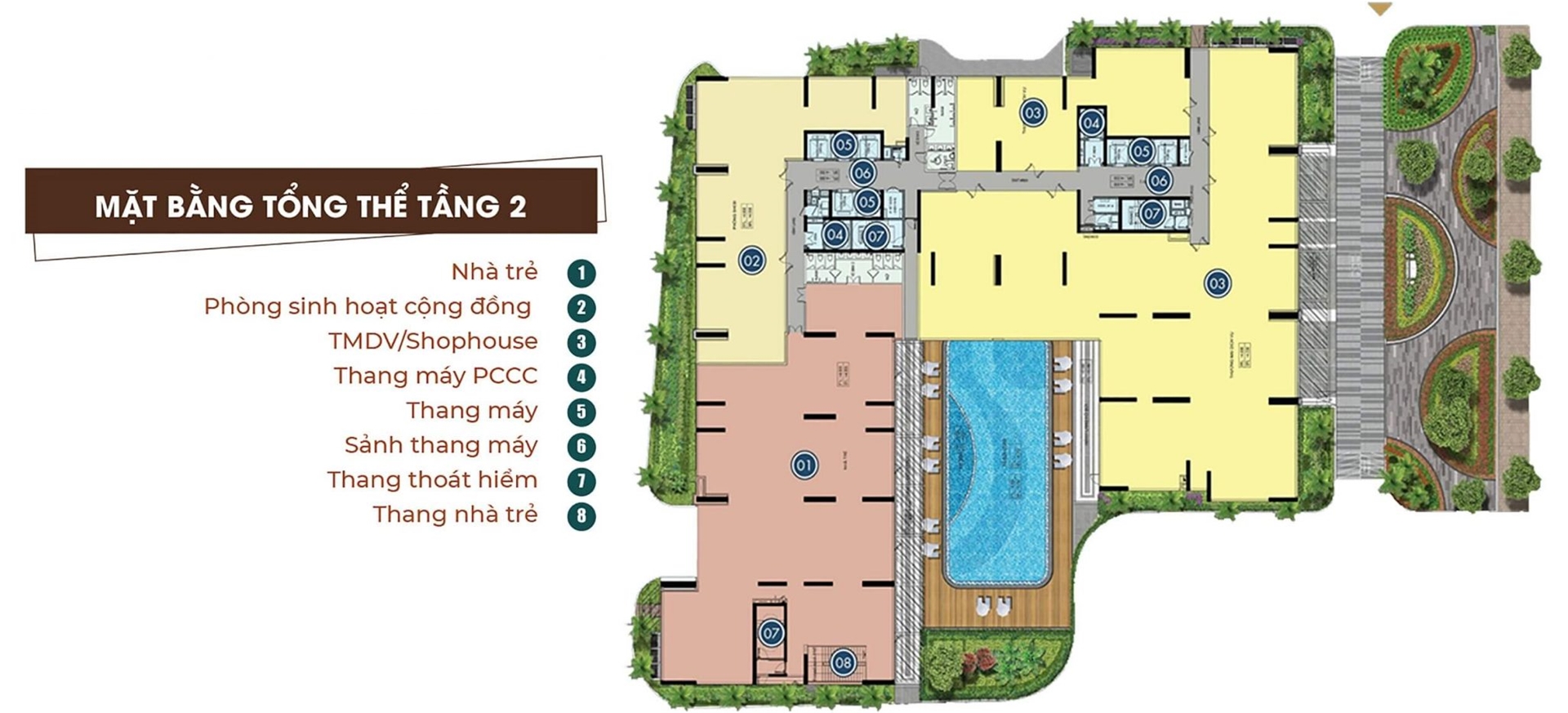 Mặt bằng tầng 2 dự án Phúc Đạt Tower