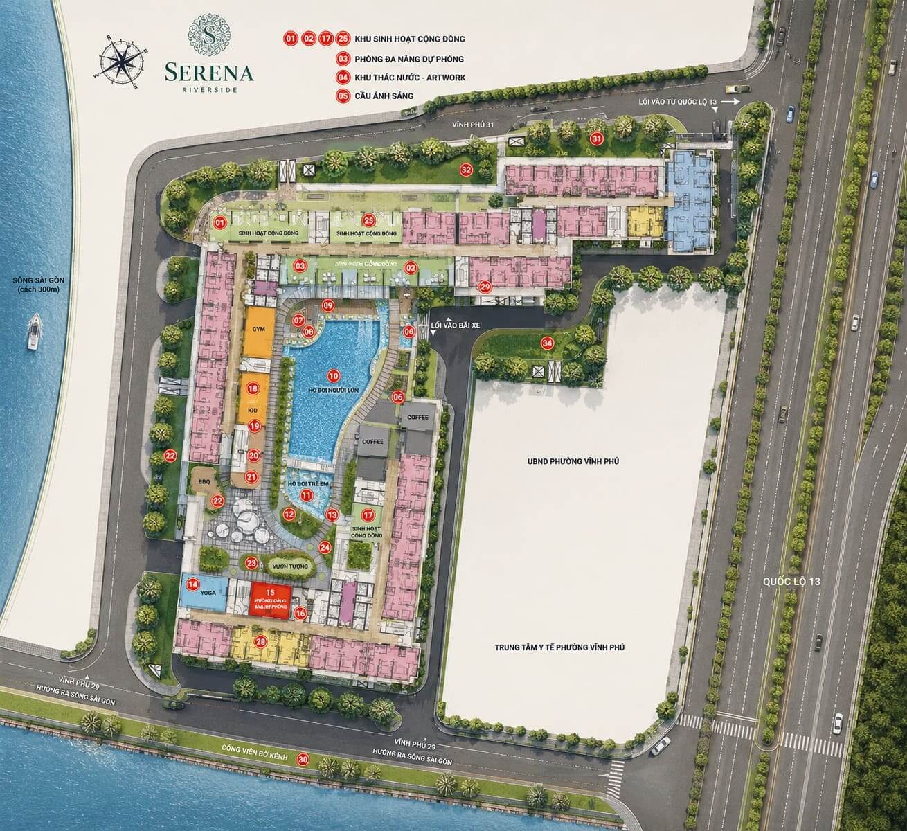 Mặt bằng tổng thể tầng điển hình căn hộ Serena Riverside