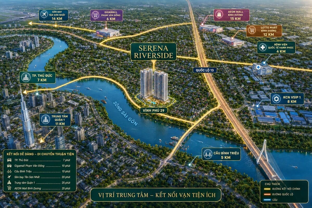 Vị trí dự án căn hộ Serena Riverside