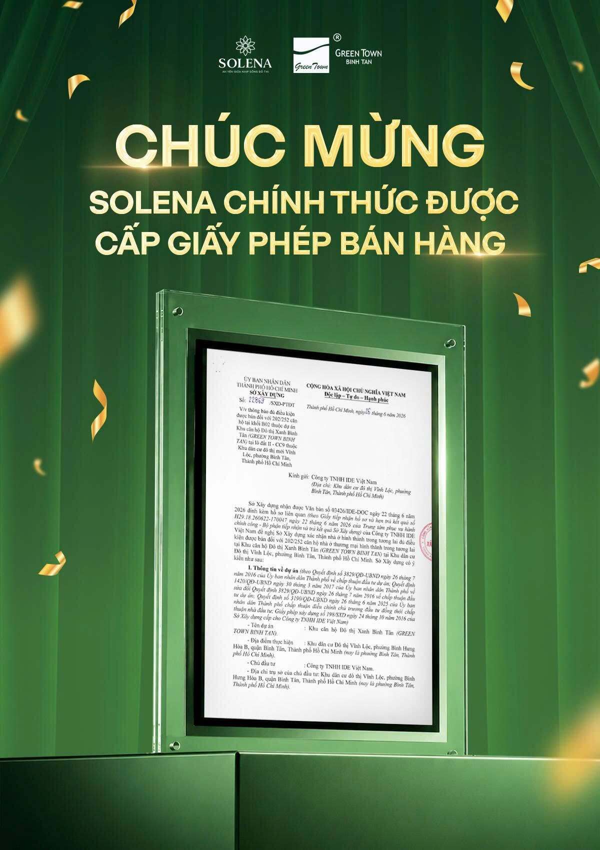 Solena Green Town chính thức được cấp phép bán hàng