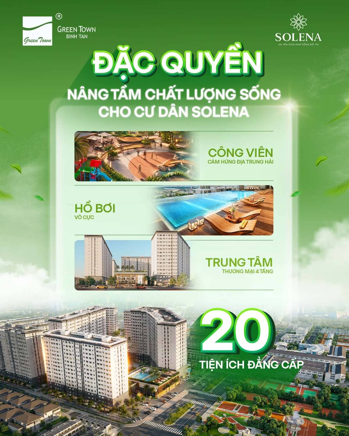 Đặc quyền 20 tiện ích tai Solena