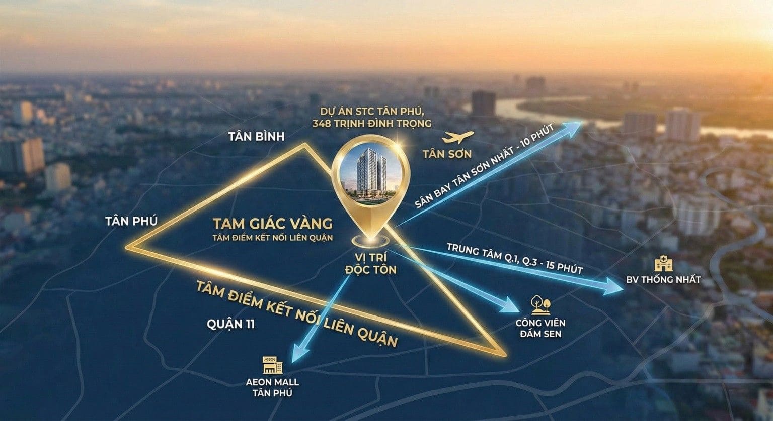 Sơ đồ kết nối giao thông xung quanh căn hộ STC Tân Phú 