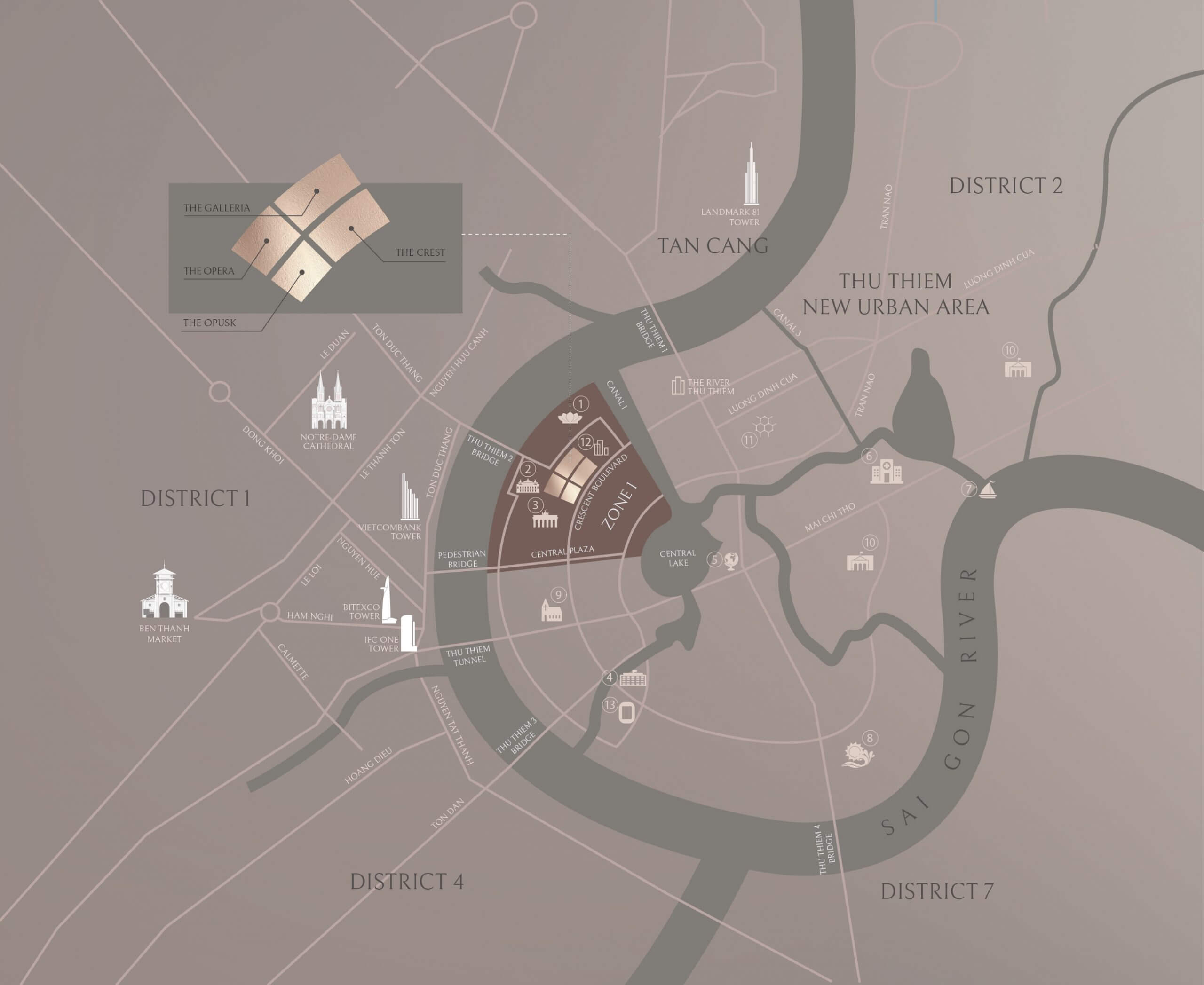 Vị trí dự án The Metropole Thủ Thiêm