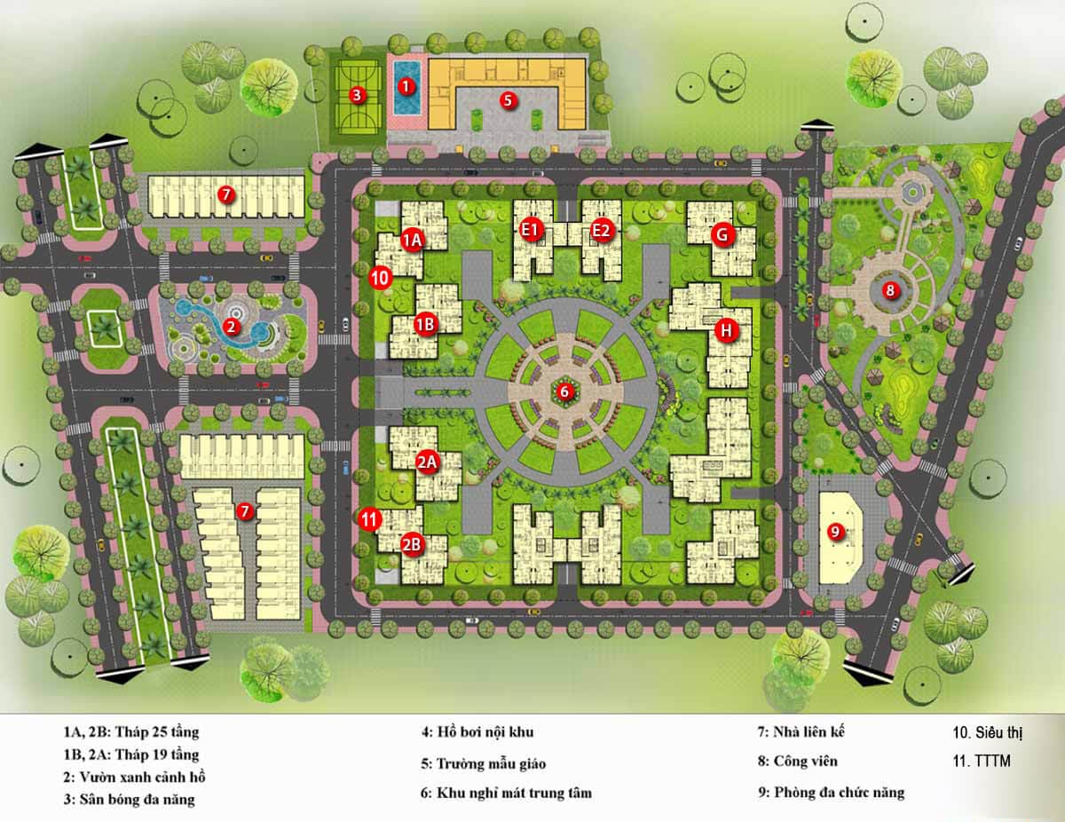 Mặt bằng tổng thể Vision Bình Tân gồm 10 block căn hộ