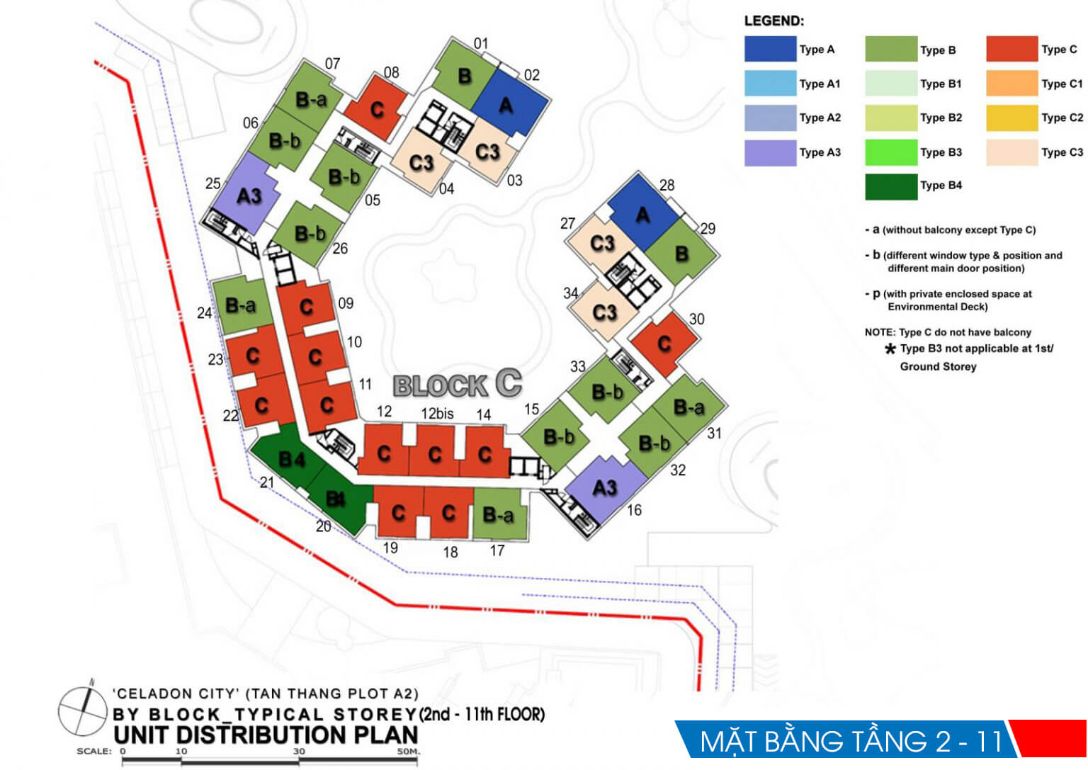 Mặt bằng tòa C chung cư Ruby Celadon