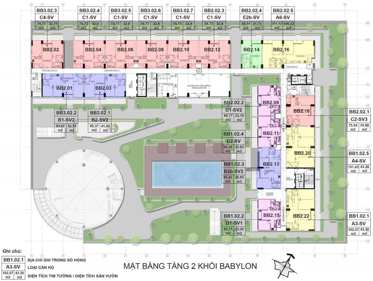 Mặt bằng tòa Babylon chung cư New City Quận 2