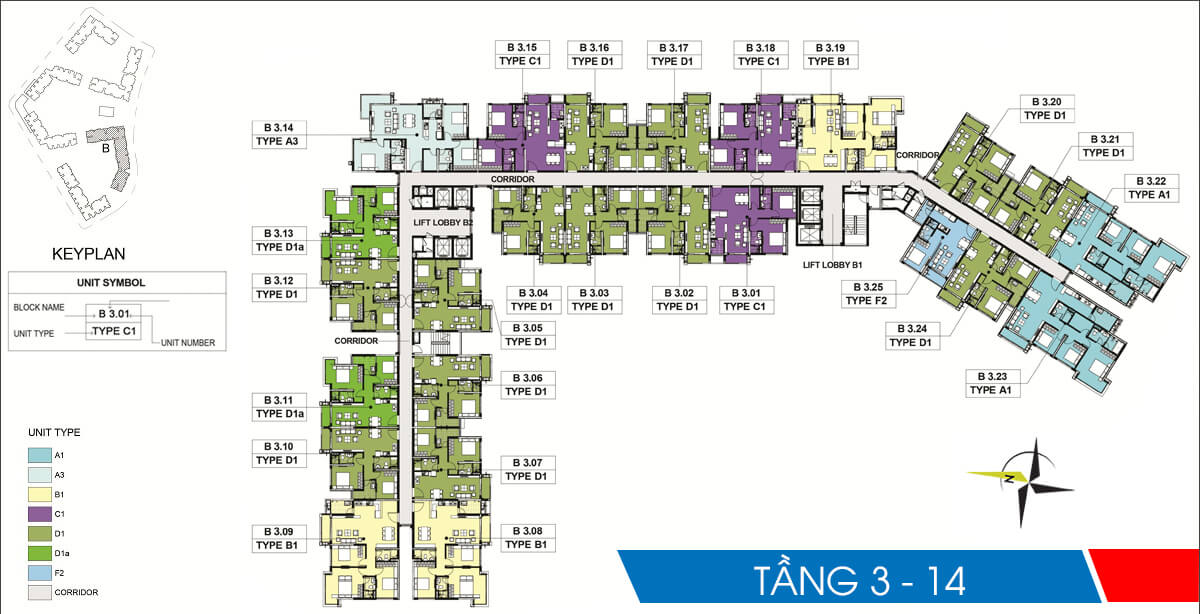 Mặt bằng block B chung cư Emerald Celadon