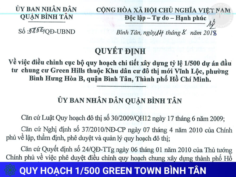 Quy hoạch 1/500 Green Town Bình Tân