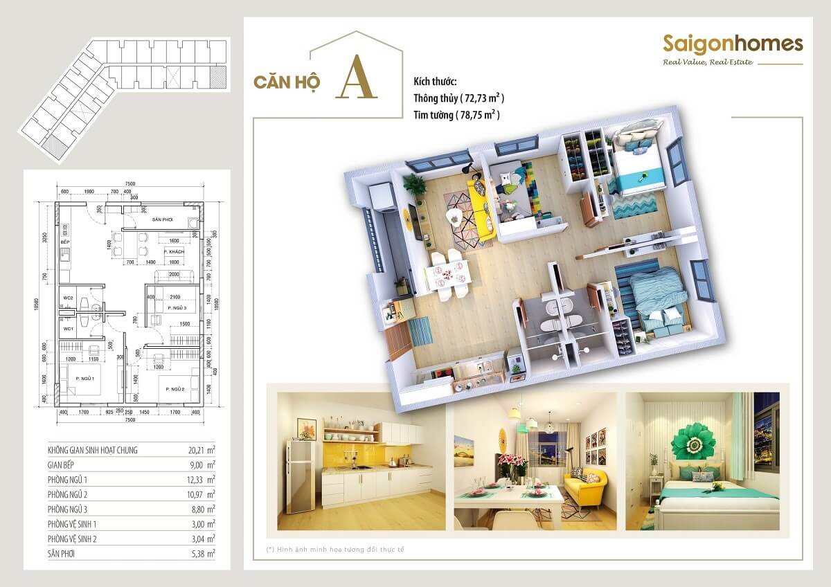 Thiết kế căn A chung cư Saigon Homes