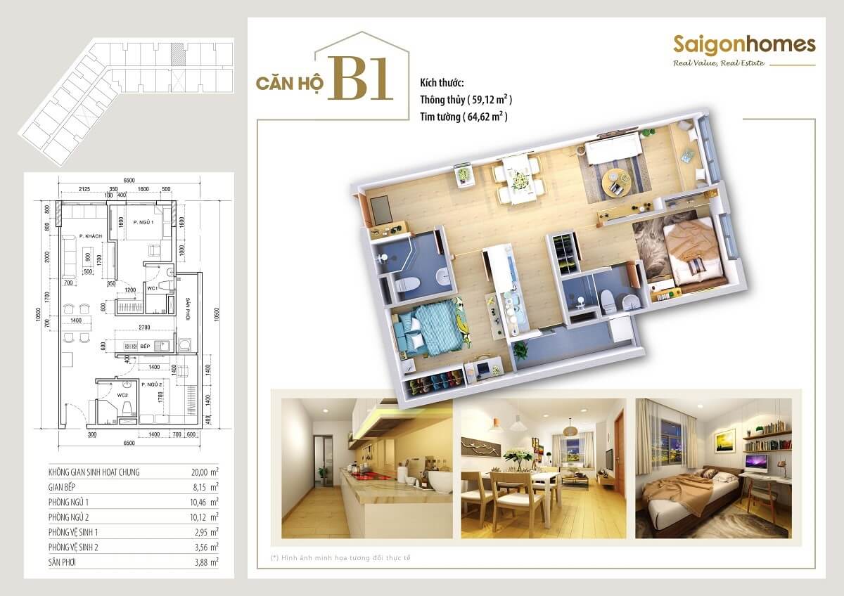 Thiết kế căn B1 Saigon Homes