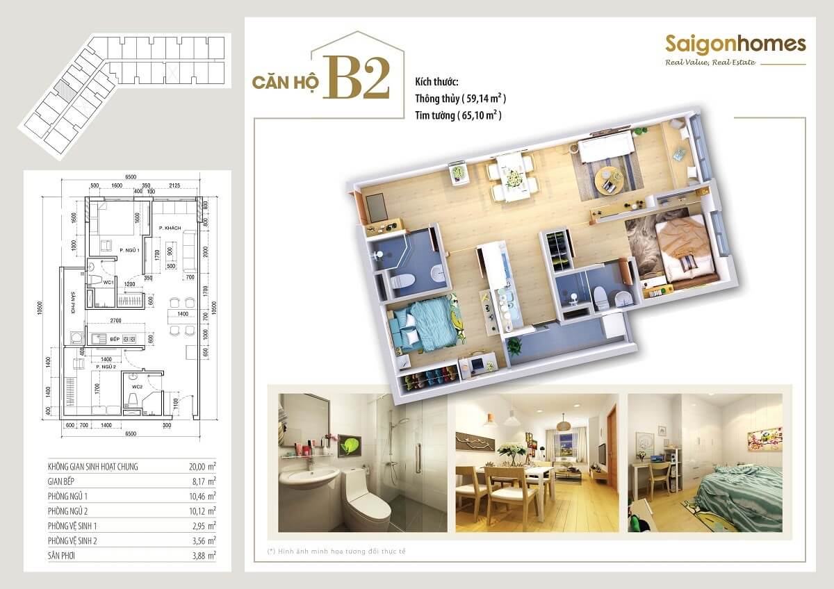 Thiết kế căn B2 Saigon Homes
