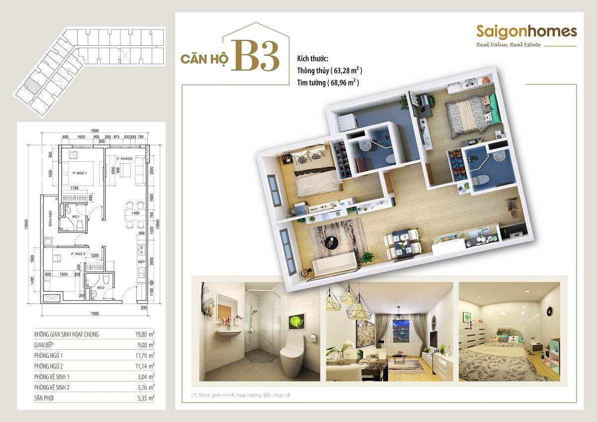 Thiết kế căn B3 Saigon Homes