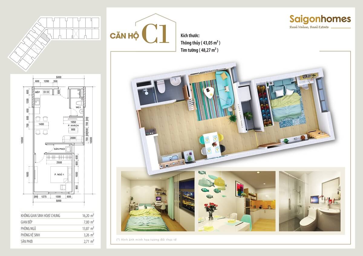 Thiết kế căn C1 Saigon Homes