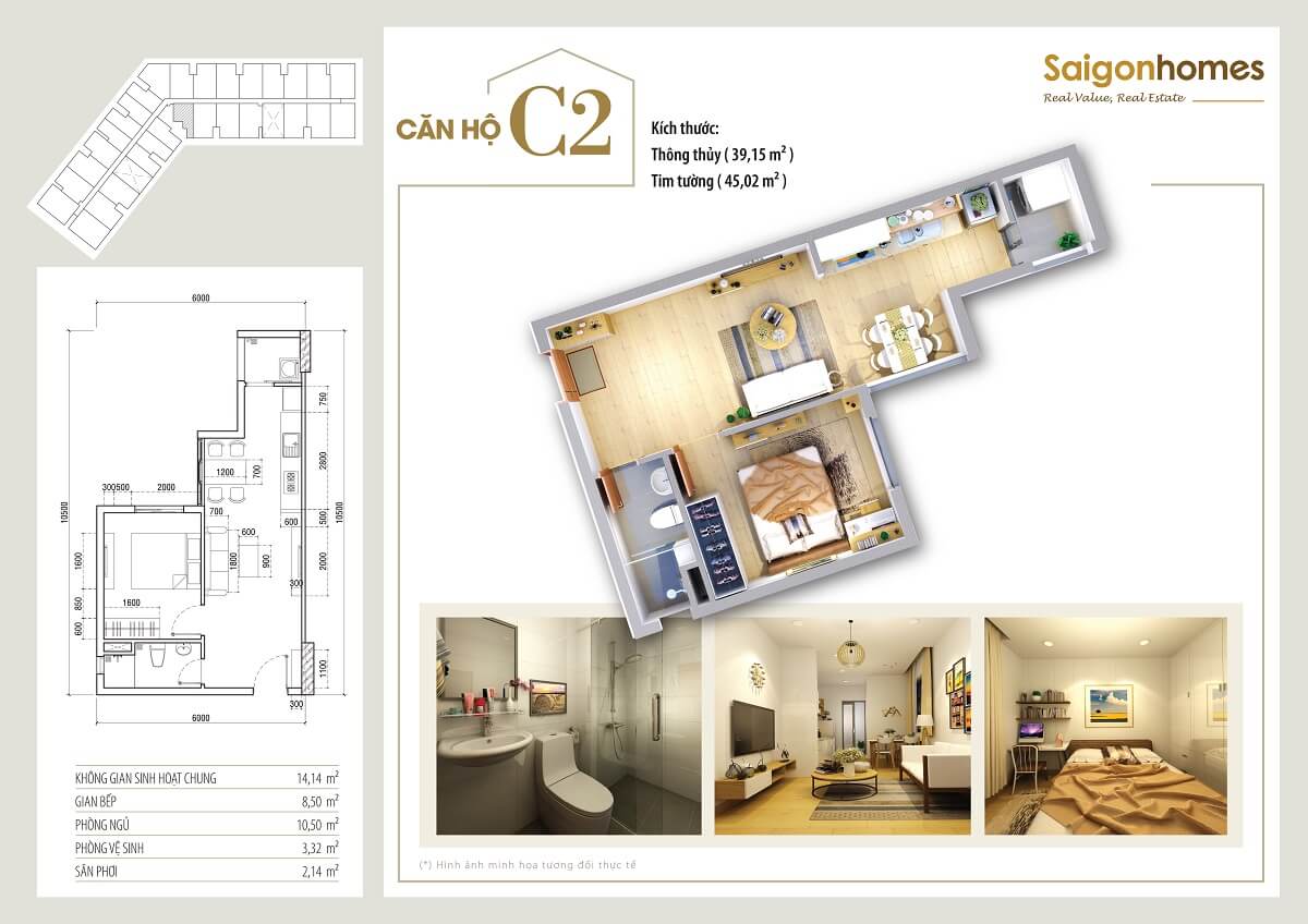 Thiết kế căn C2 Saigon Homes