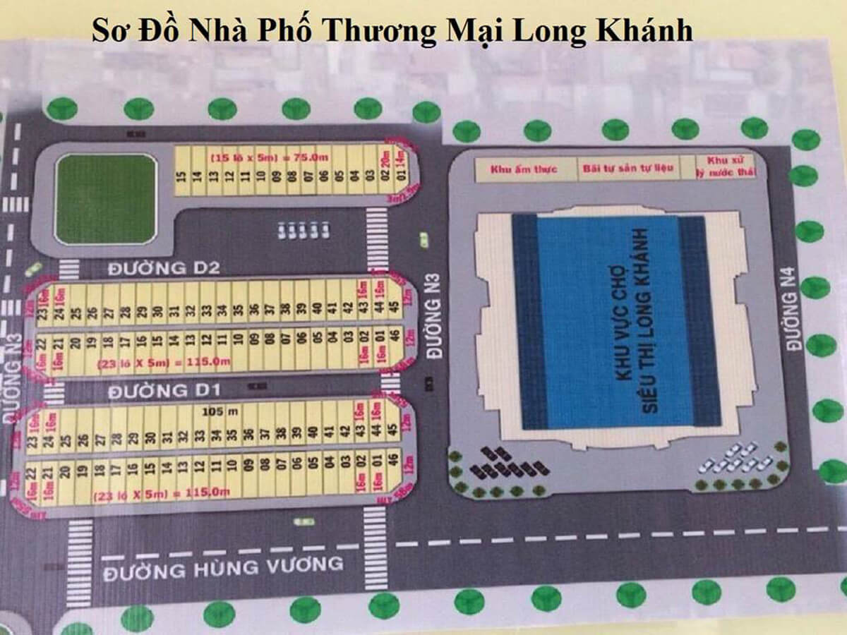 Mặt bằng dự án nhà phố Chợ Long Khánh