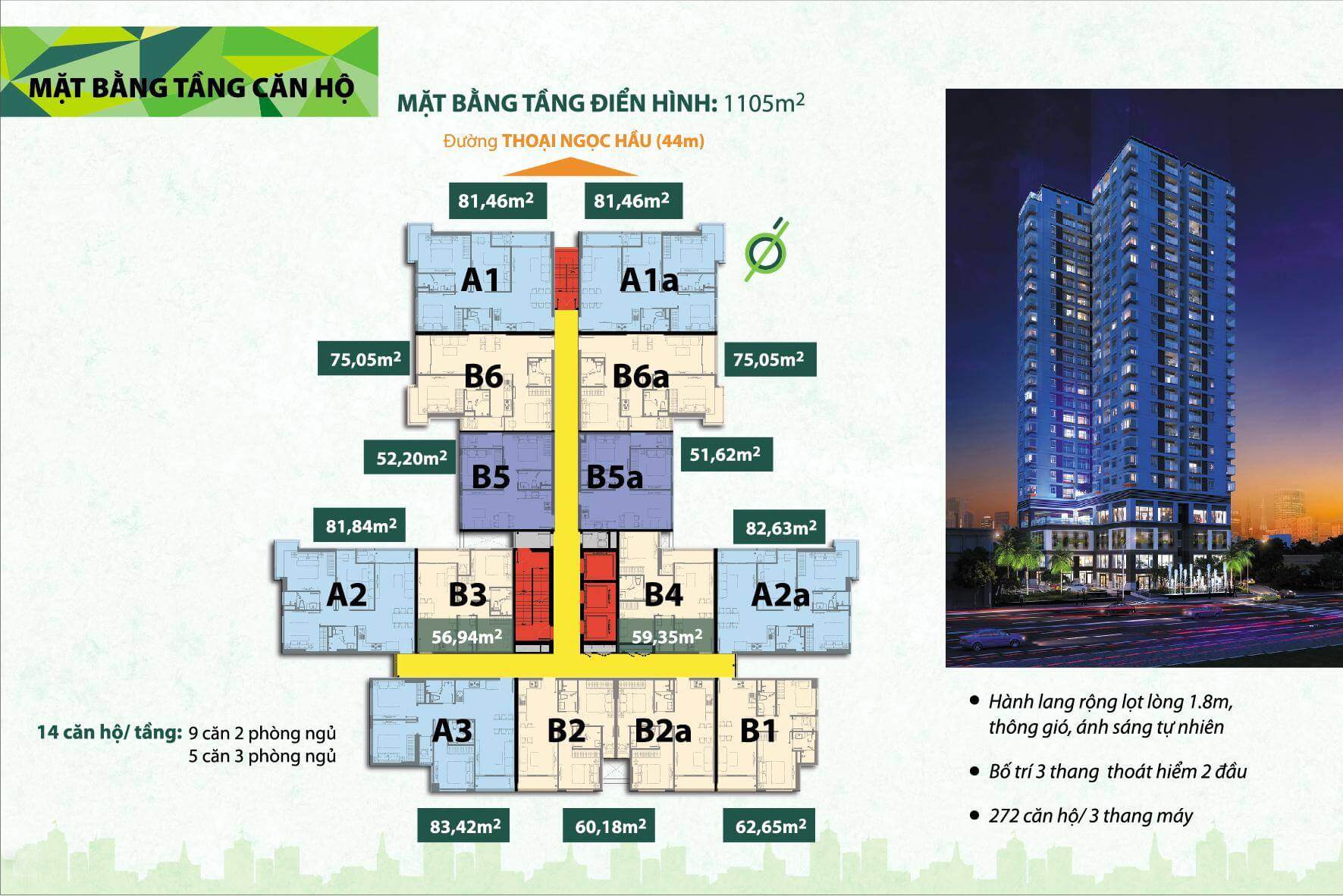 Mặt bằng tầng điển hình căn hộ Resgreen