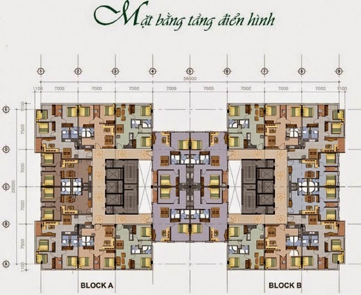 Mặt bằng tầng 1- 18 chung cư Saigon Town