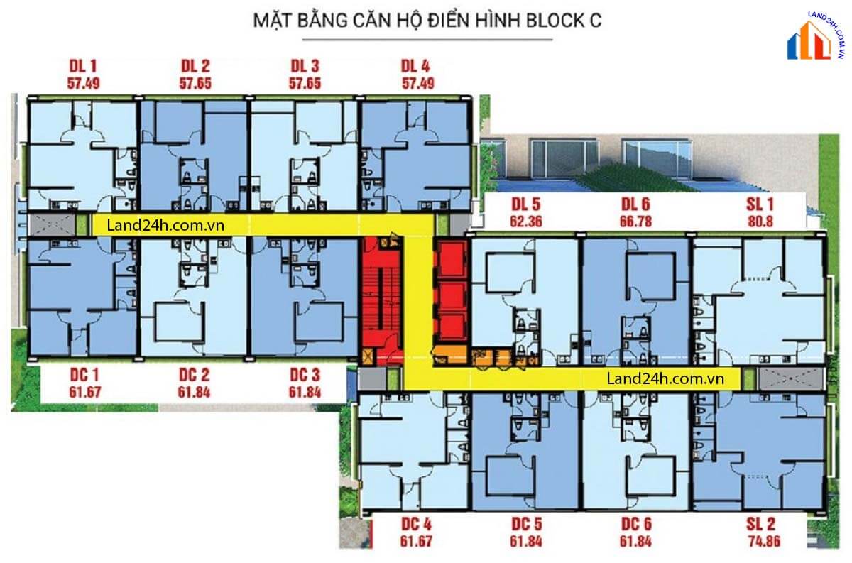 Mặt bằng tầng 4-21 block C Diamond Lotus Lake View