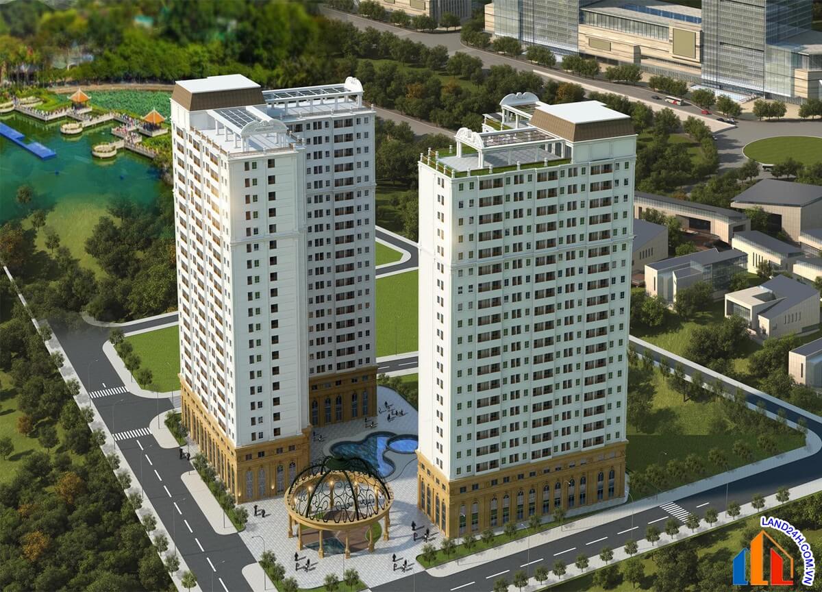 Dự án gồm 2 tòa tháp căn hộ cao 22 tầng & 1 tầng hầm liên thông