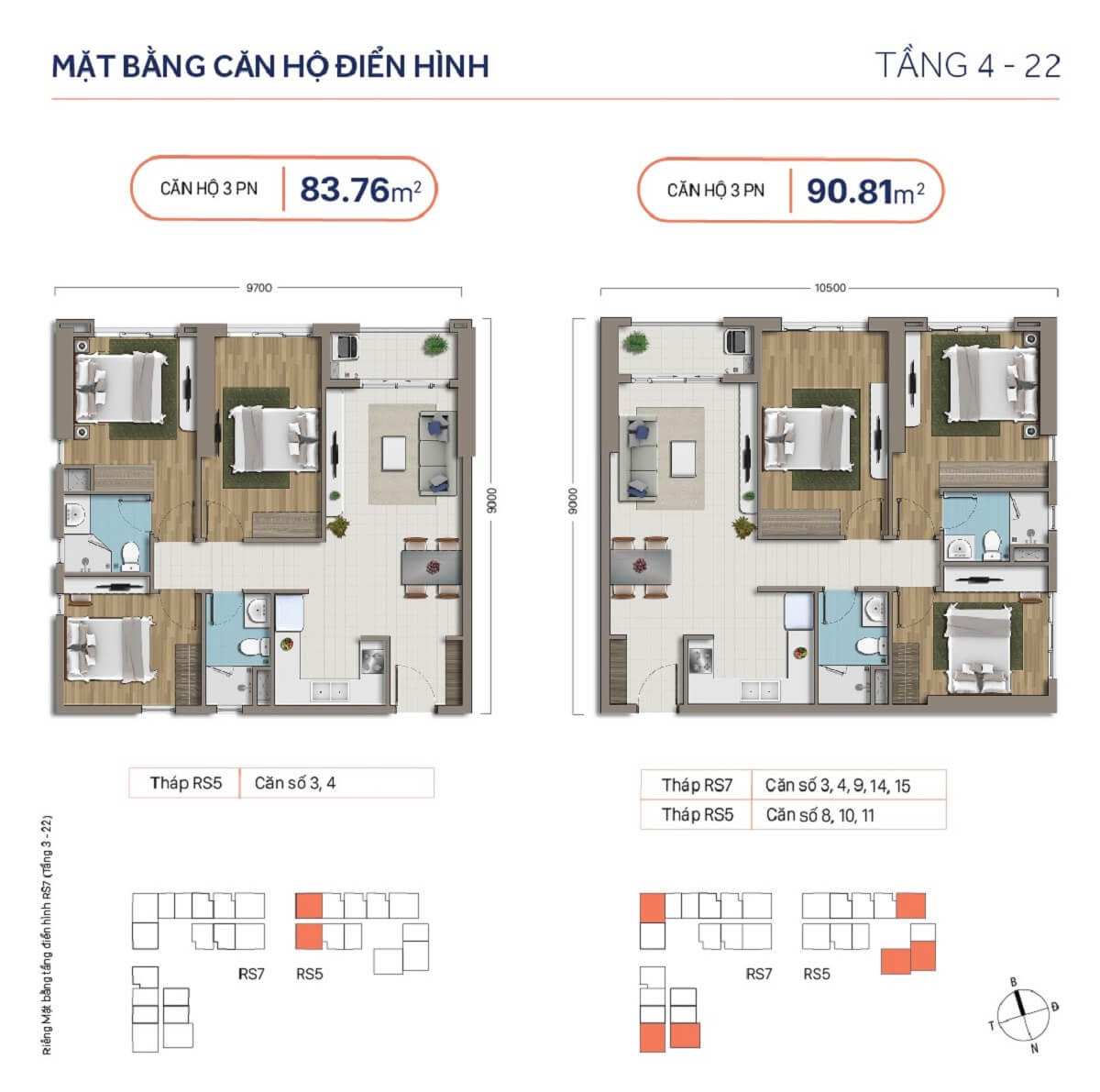 Thiết kế chi tiết căn 84m2 – 91m2