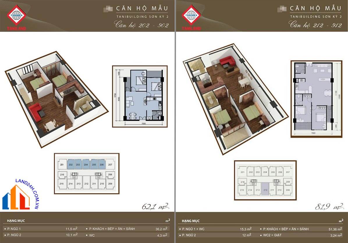 Thiết kế chi tiết căn hộ Tanibuilding Sơn Kỳ 2