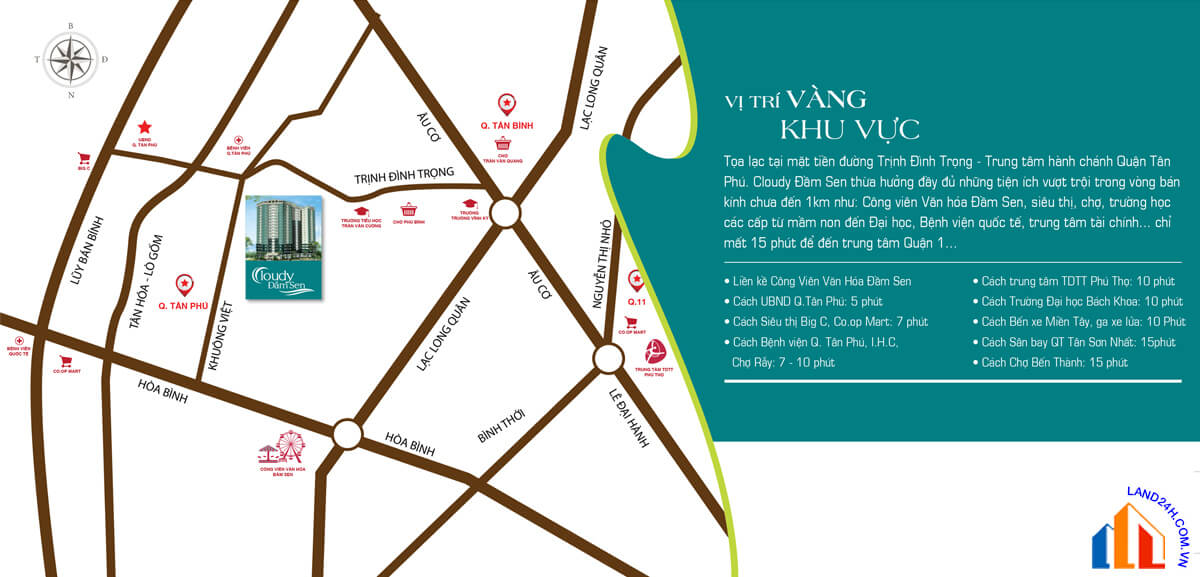 Dự án tọa lạc tại số 221-223 Trịnh Đình Trọng, Phường Phú Trung, Quận Tân Phú, Thành phố Hồ Chí Minh