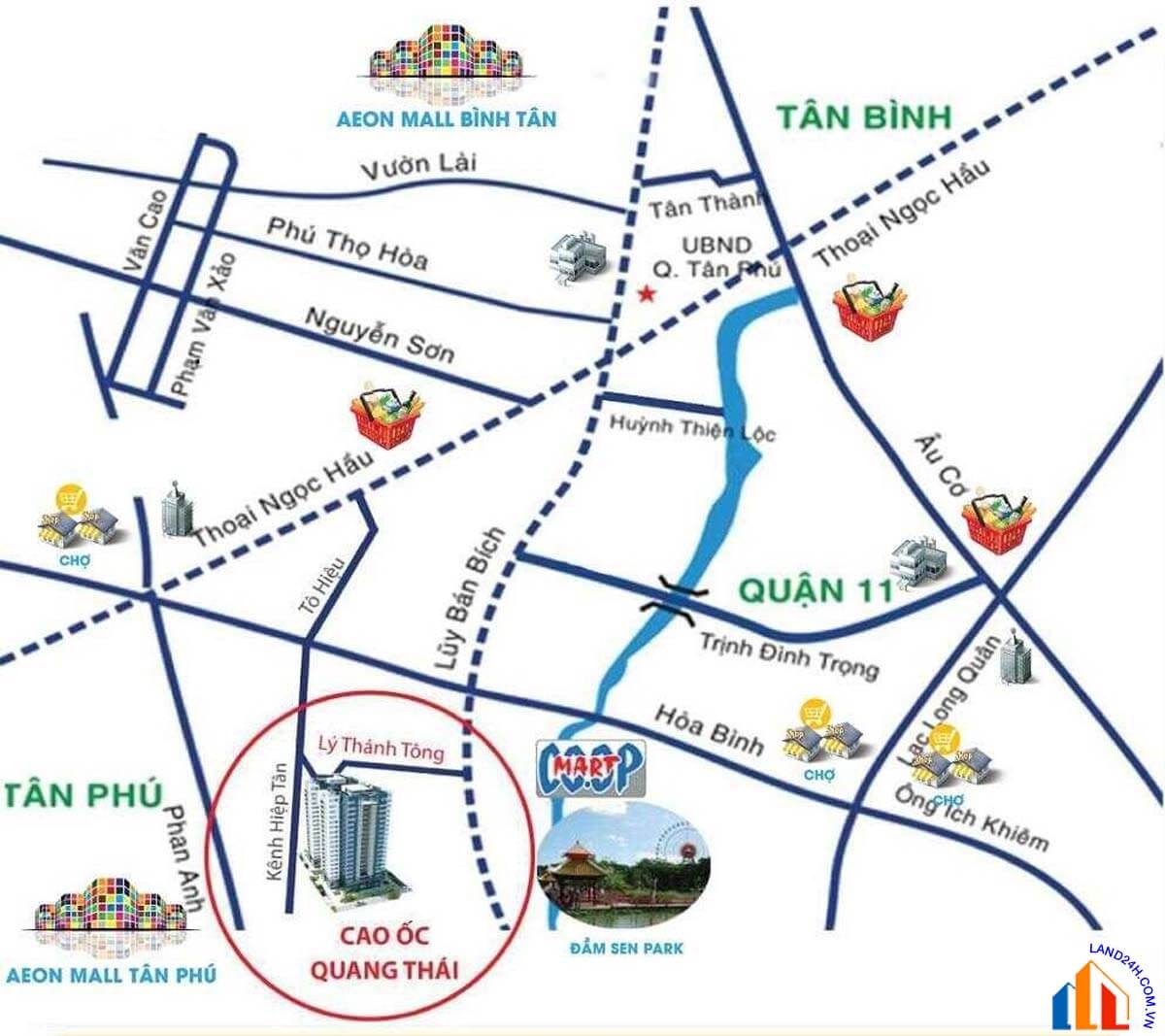 Dự án tọa lạc tại 111B Lý Thánh Tông, P. Tân Thới Hòa, Q. Tân Phú, TP. Hồ Chí Minh